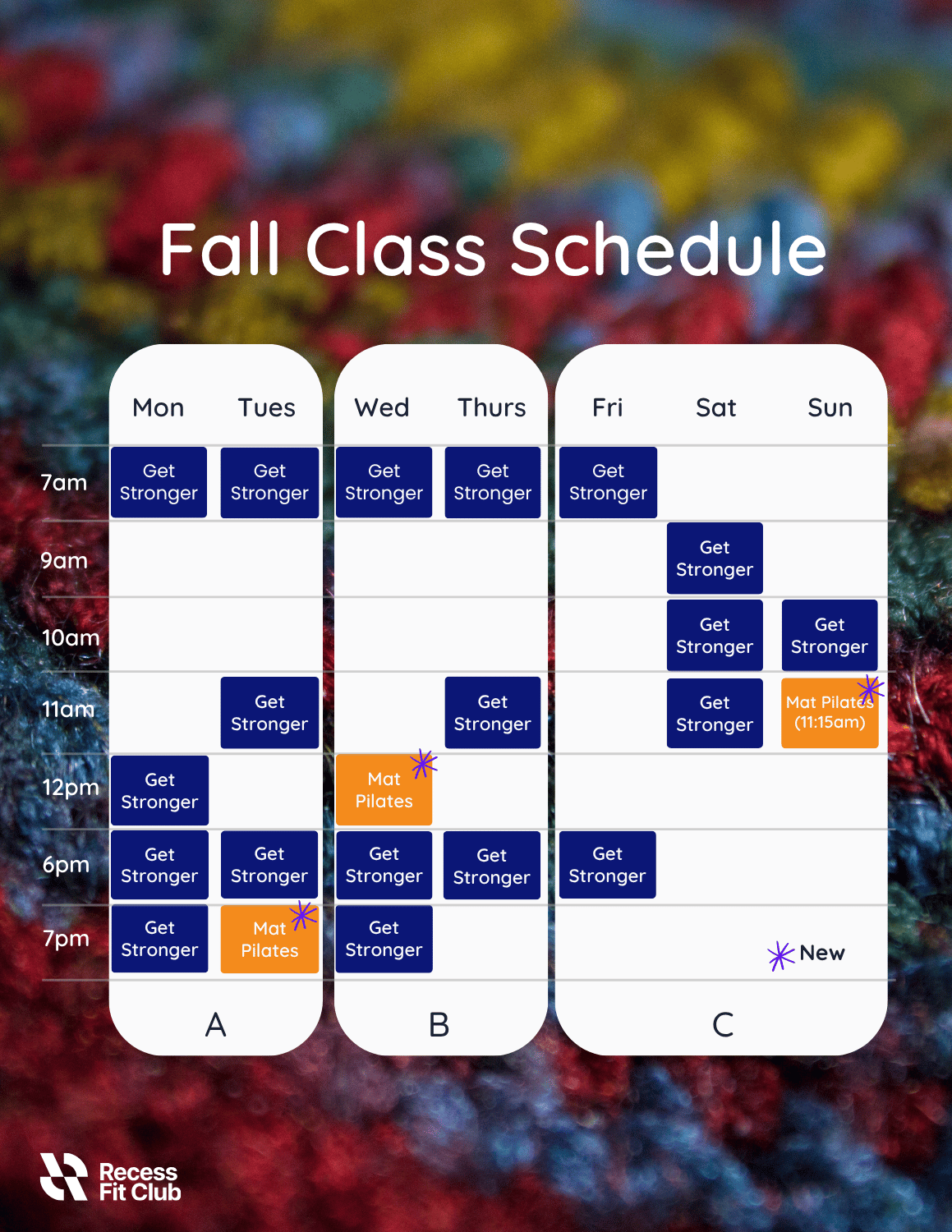 Recess Fit Club Schedule Poster (fall)